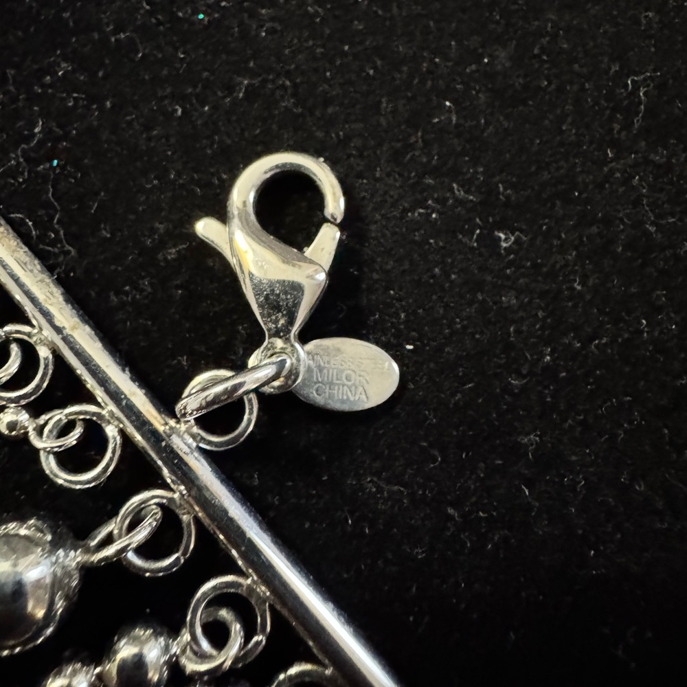 Milor 6 Strand Stainless Steel Silver Beaded Necklace - Picture 5 of 5